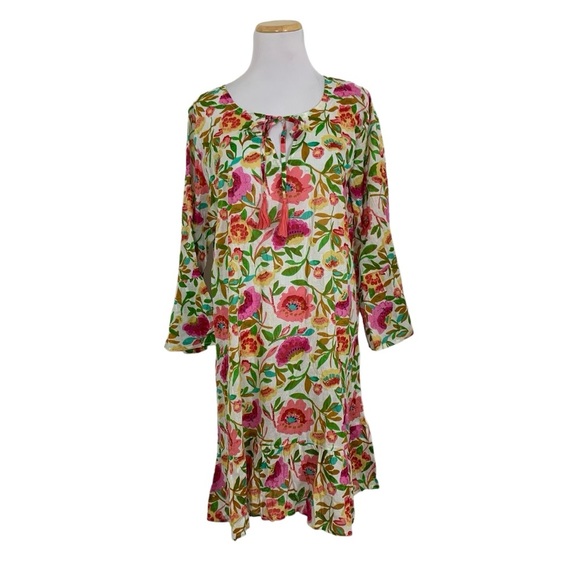 Debbie Katz South Beach Colorful Floral  Swim Coverup Dress Womens XL Boho - Picture 4 of 13